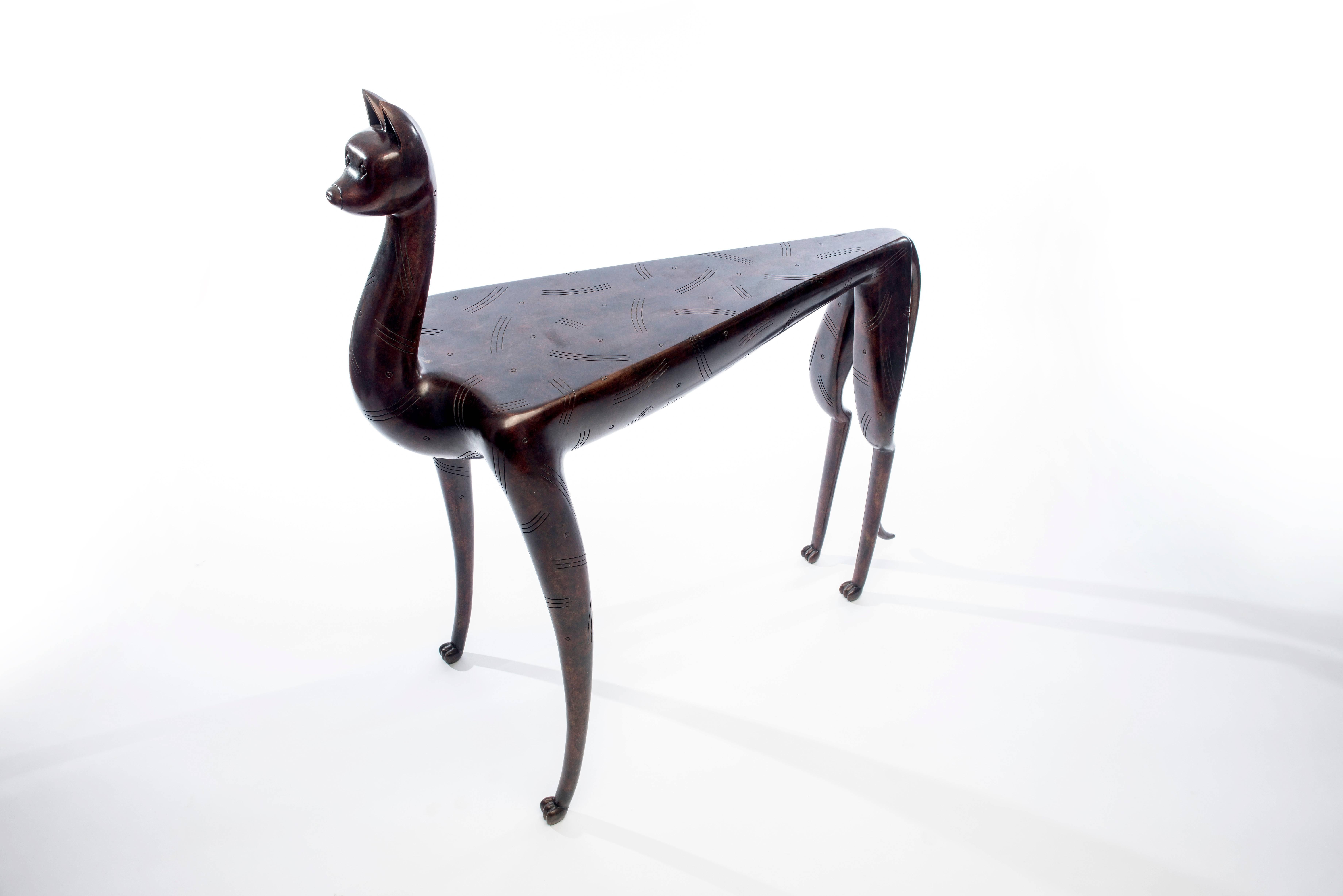 20th Century Bronze Lynx Table by Judy McKie In Excellent Condition In Philadelphia, PA