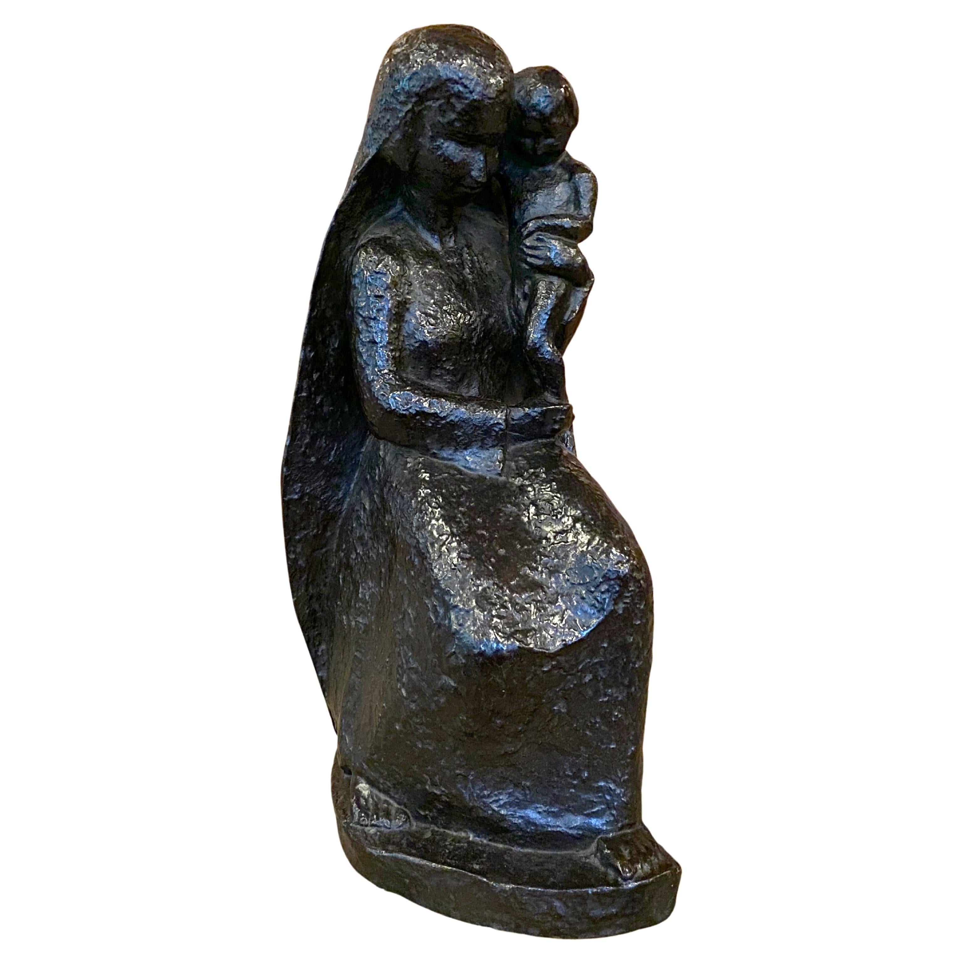 20th Century Bronze Madonna with Child For Sale