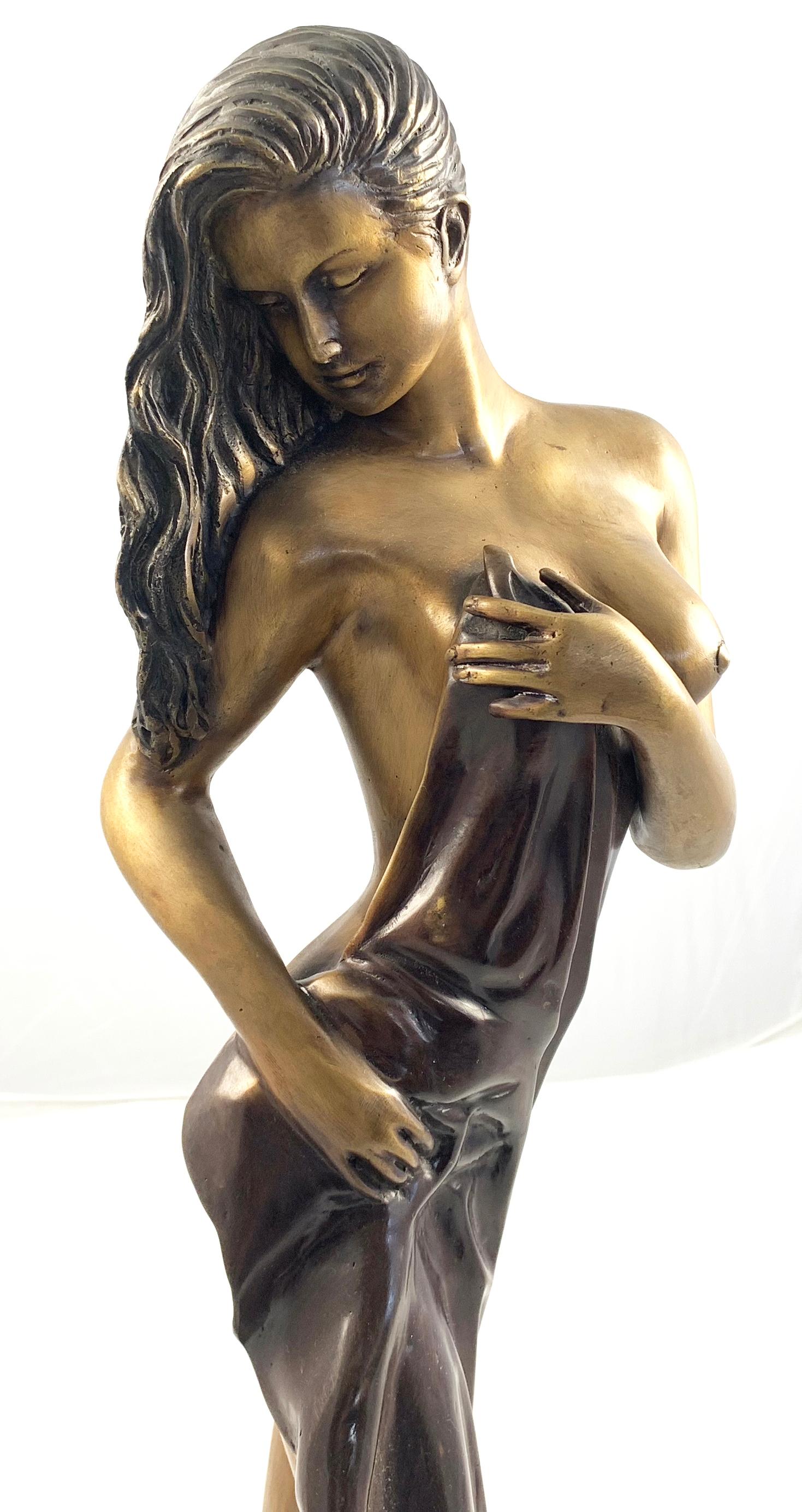 20th Century Bronze of a Semi-Nude Woman Draped in Robes For Sale 1