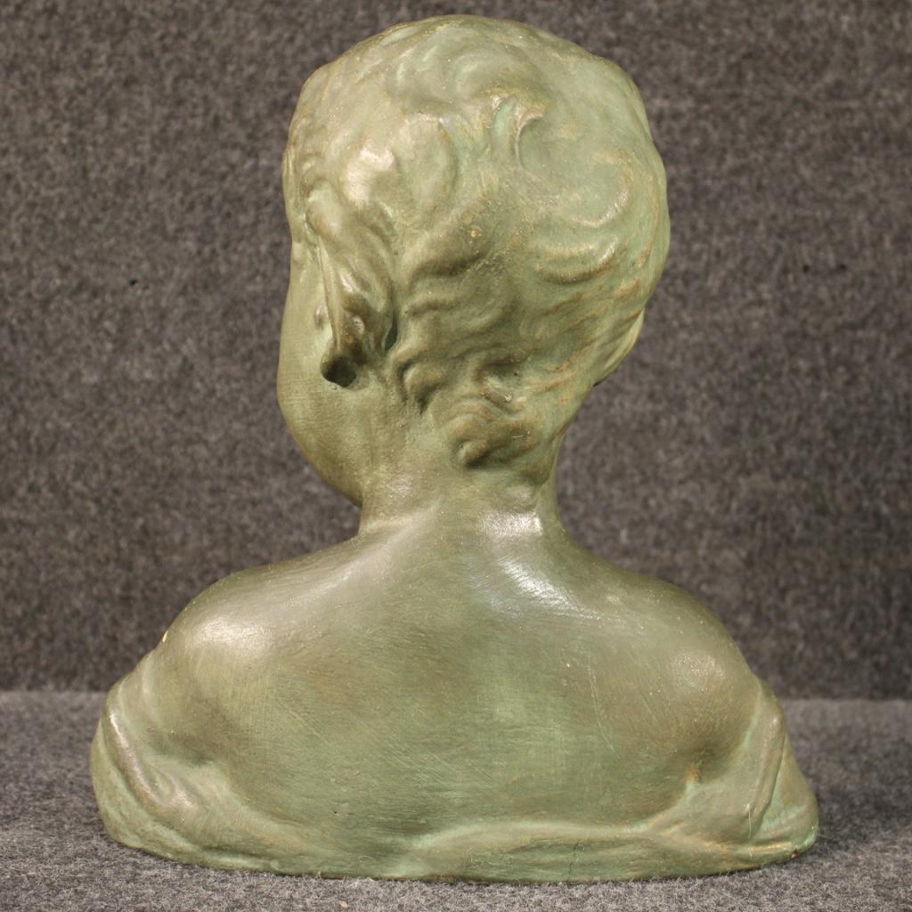 20th Century Bronze Painted Terracotta Italian Child Bust Sculpture, 1920s For Sale 6