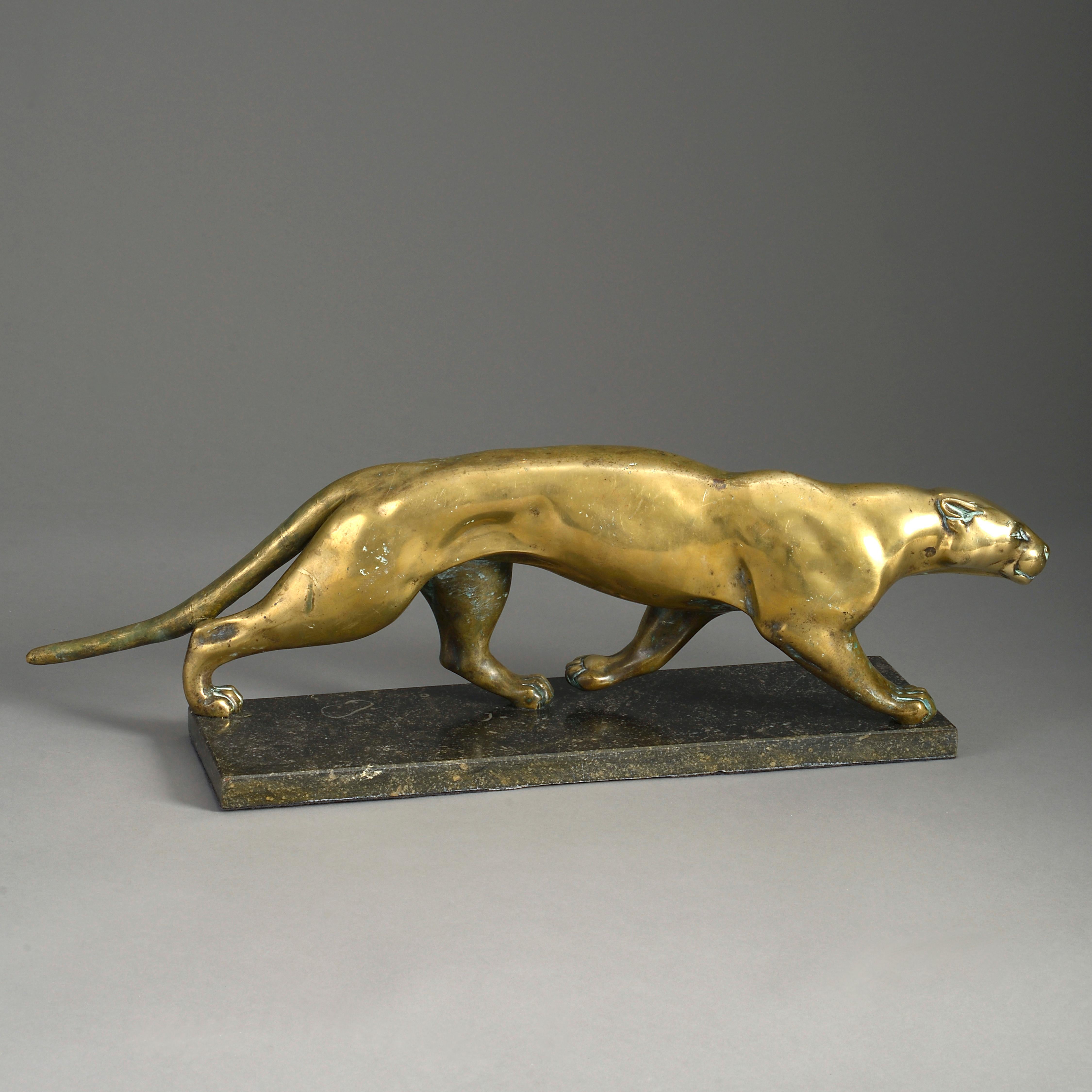 Art Deco 20th Century Bronze Panther Sculpture