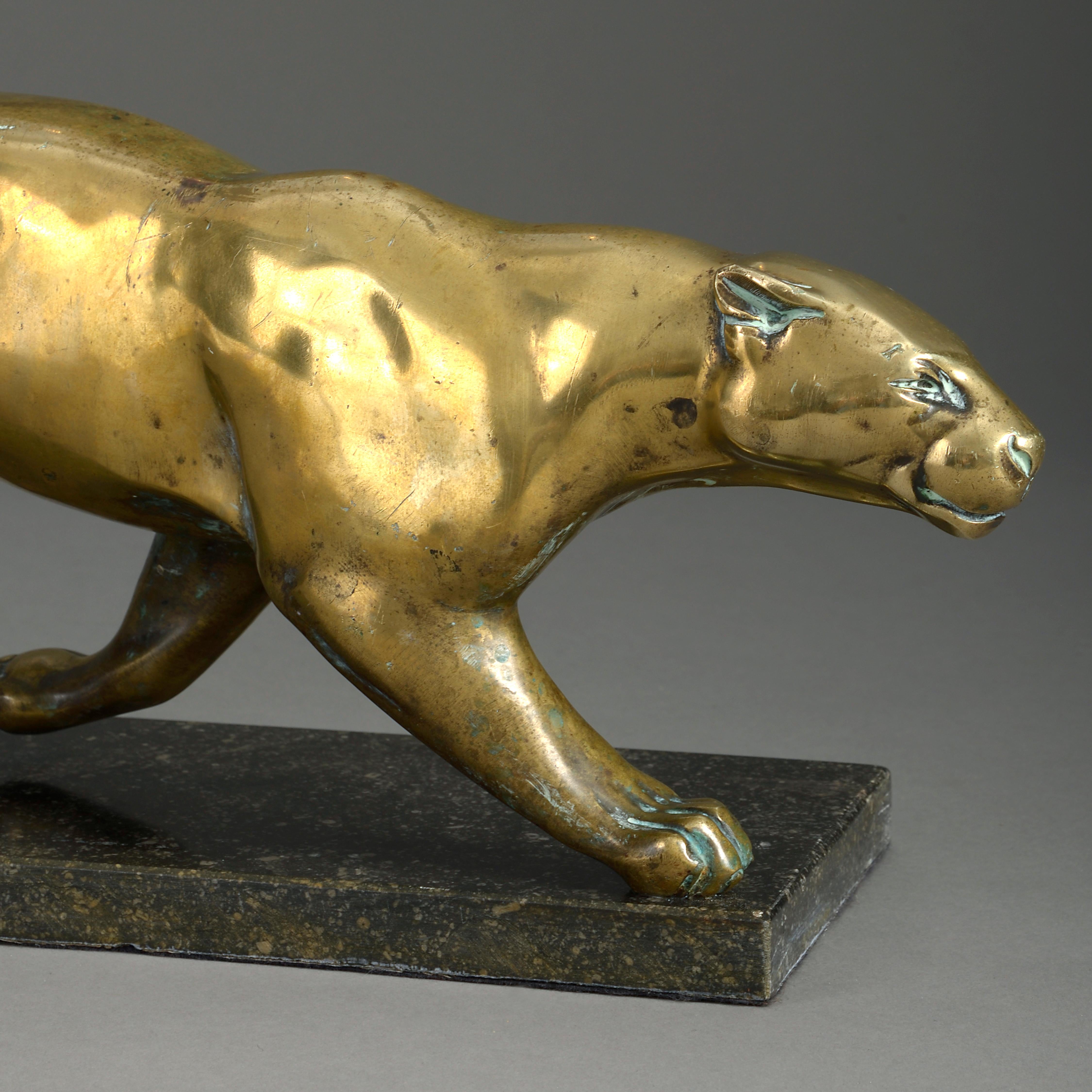 French 20th Century Bronze Panther Sculpture