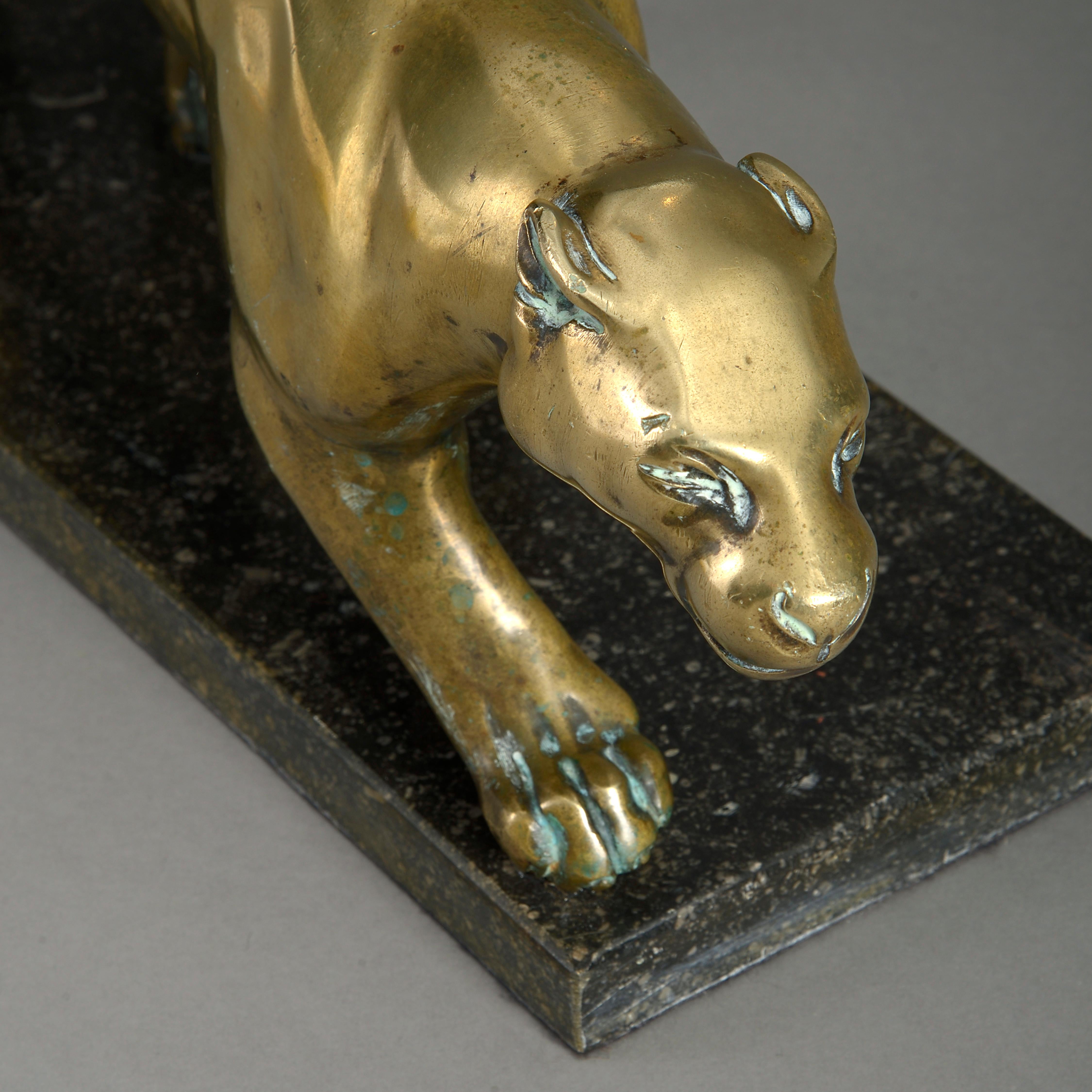 Cast 20th Century Bronze Panther Sculpture