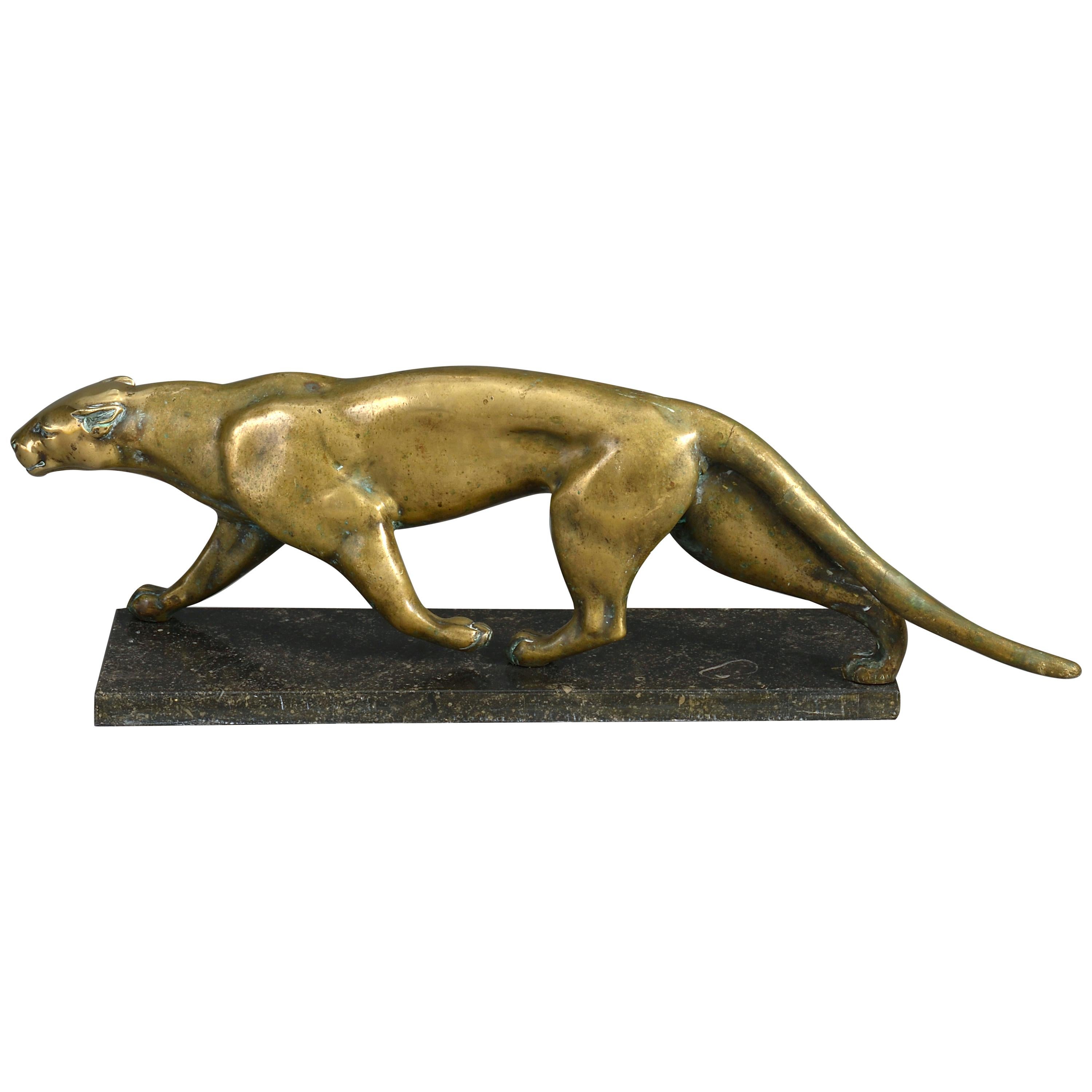 20th Century Bronze Panther Sculpture