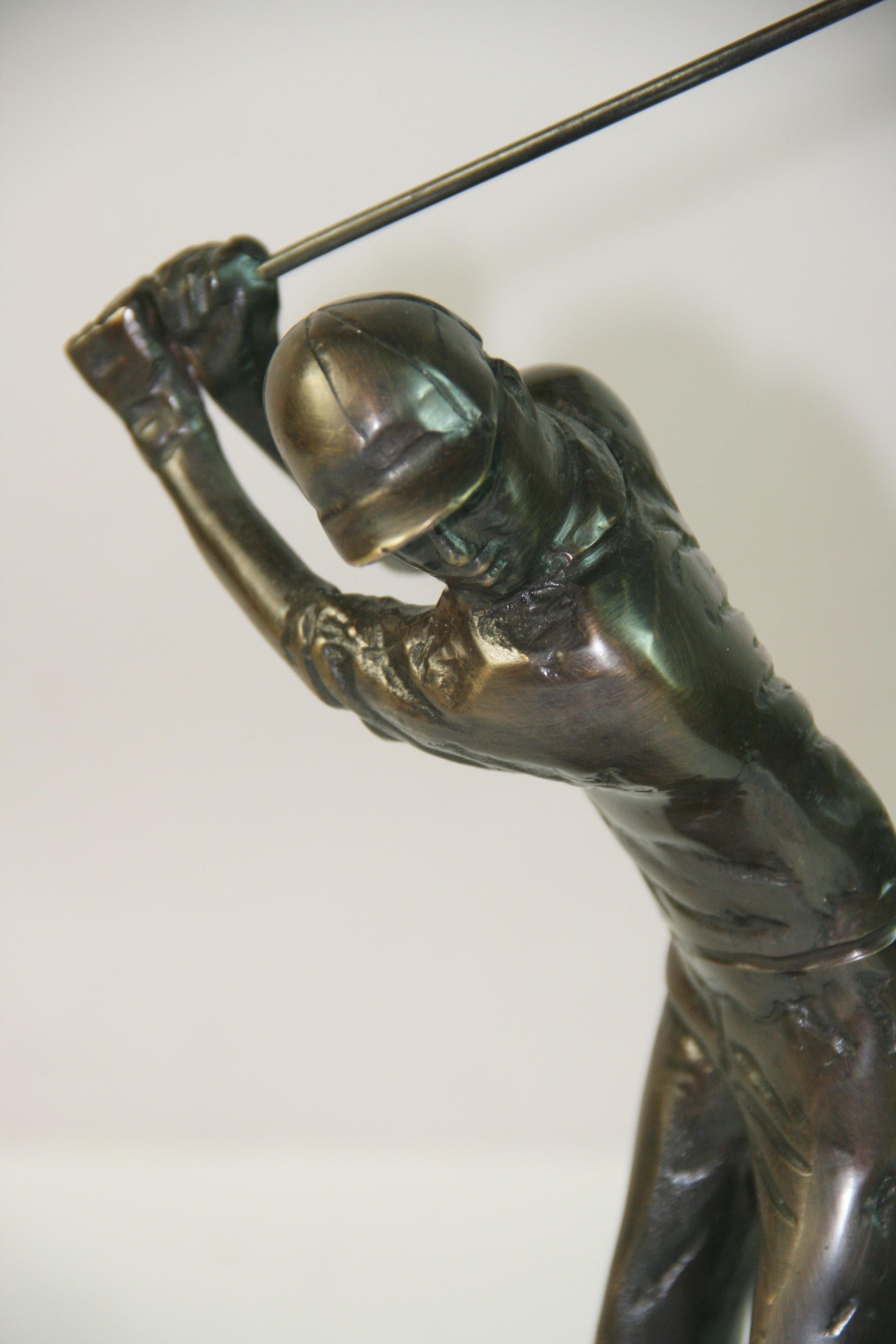 Bronze Sculpture , Depicting Playing Golfer #1 In Good Condition For Sale In Douglas Manor, NY