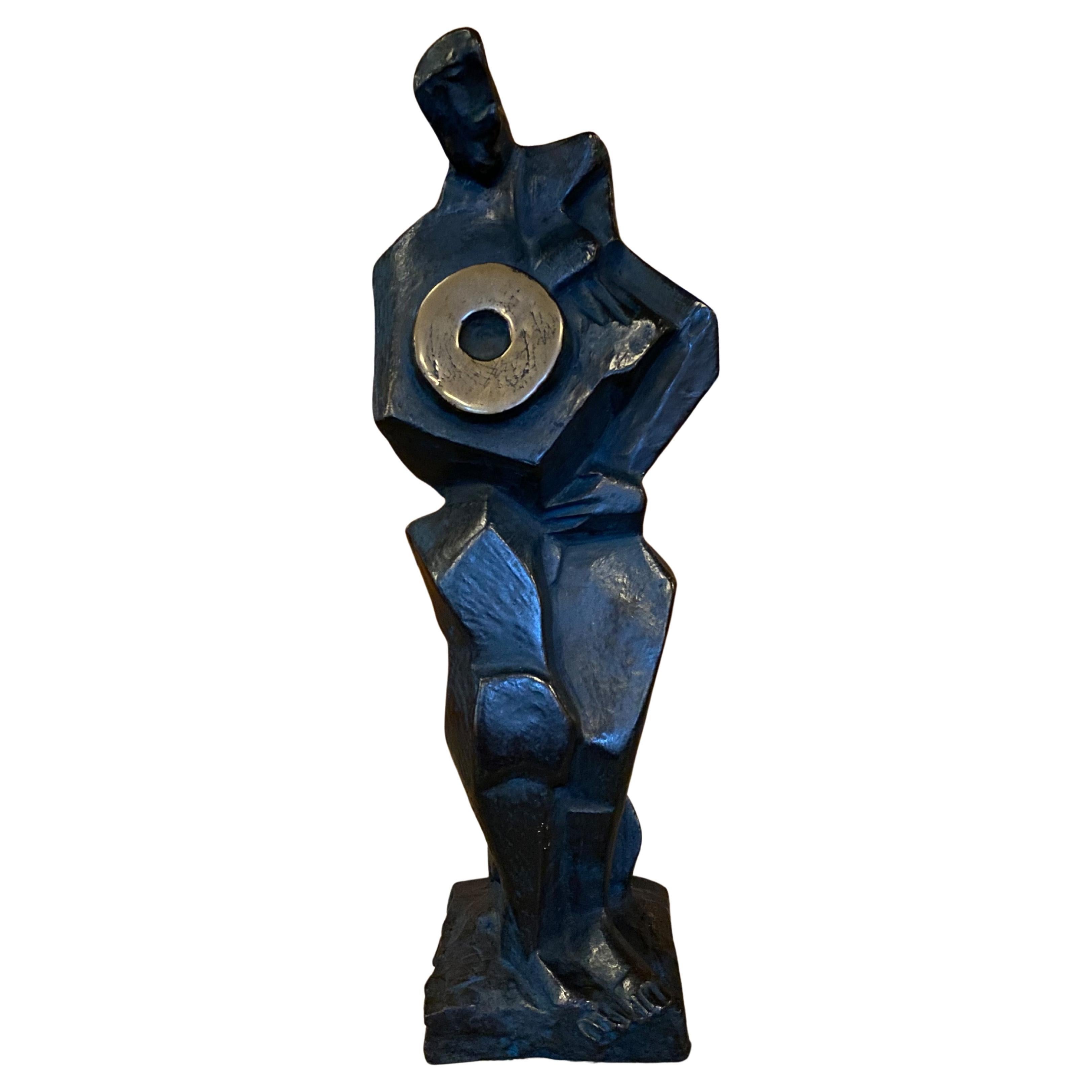 20th Century Bronze Sculpture, Double Face, Artist Theo Mackaay For Sale