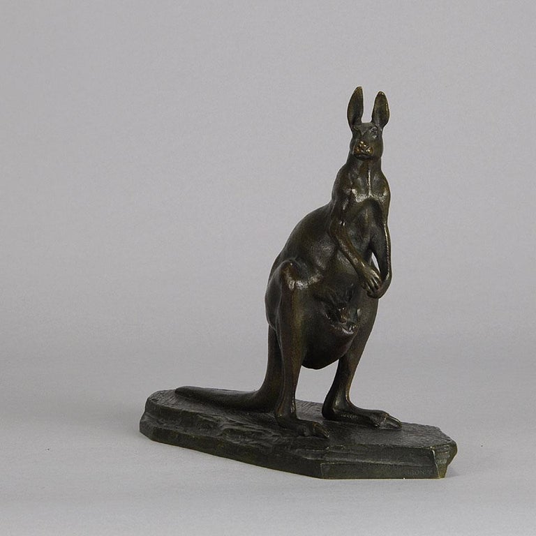 Early 20th Century Bronze Sculpture Entitled "Kangaroo and Joey" by Louis  Carvin For Sale at 1stDibs