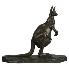 Early 20th Century Bronze Sculpture Entitled "Kangaroo and Joey" by Louis Carvin
