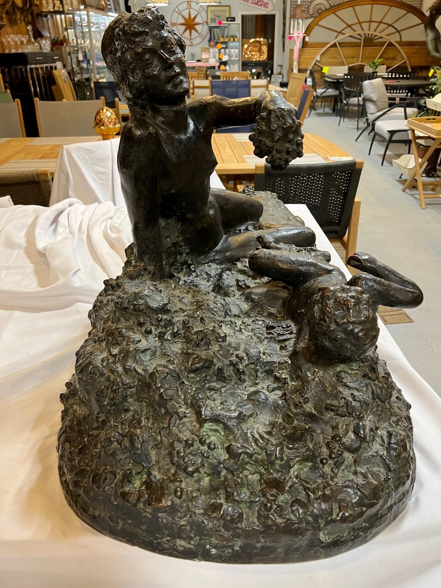  20th Century Bronze Sculpture Nymph Feeding Baby Satyr by George Conlon     For Sale 7