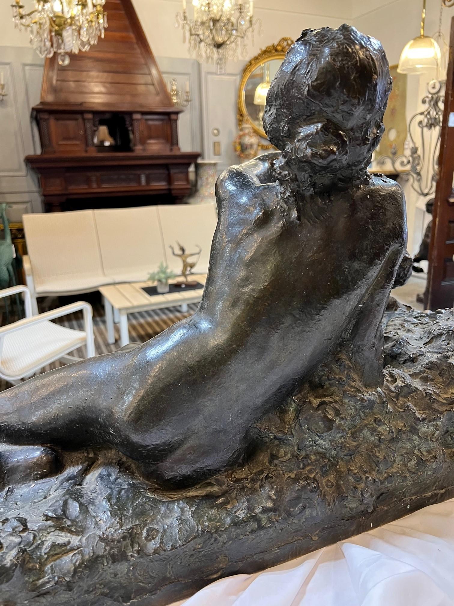  20th Century Bronze Sculpture Nymph Feeding Baby Satyr by George Conlon     For Sale 11
