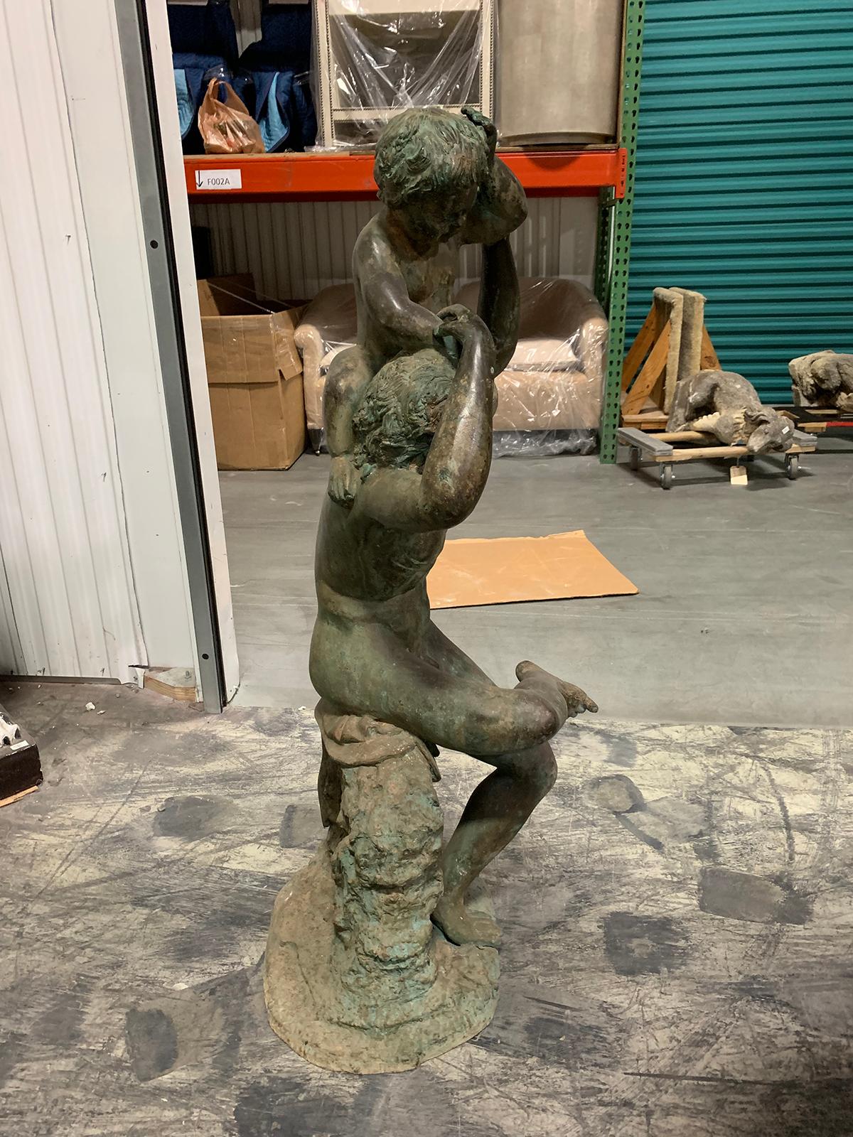 20th Century Bronze Sculpture of Man with Boy on Shoulders In Good Condition In Atlanta, GA