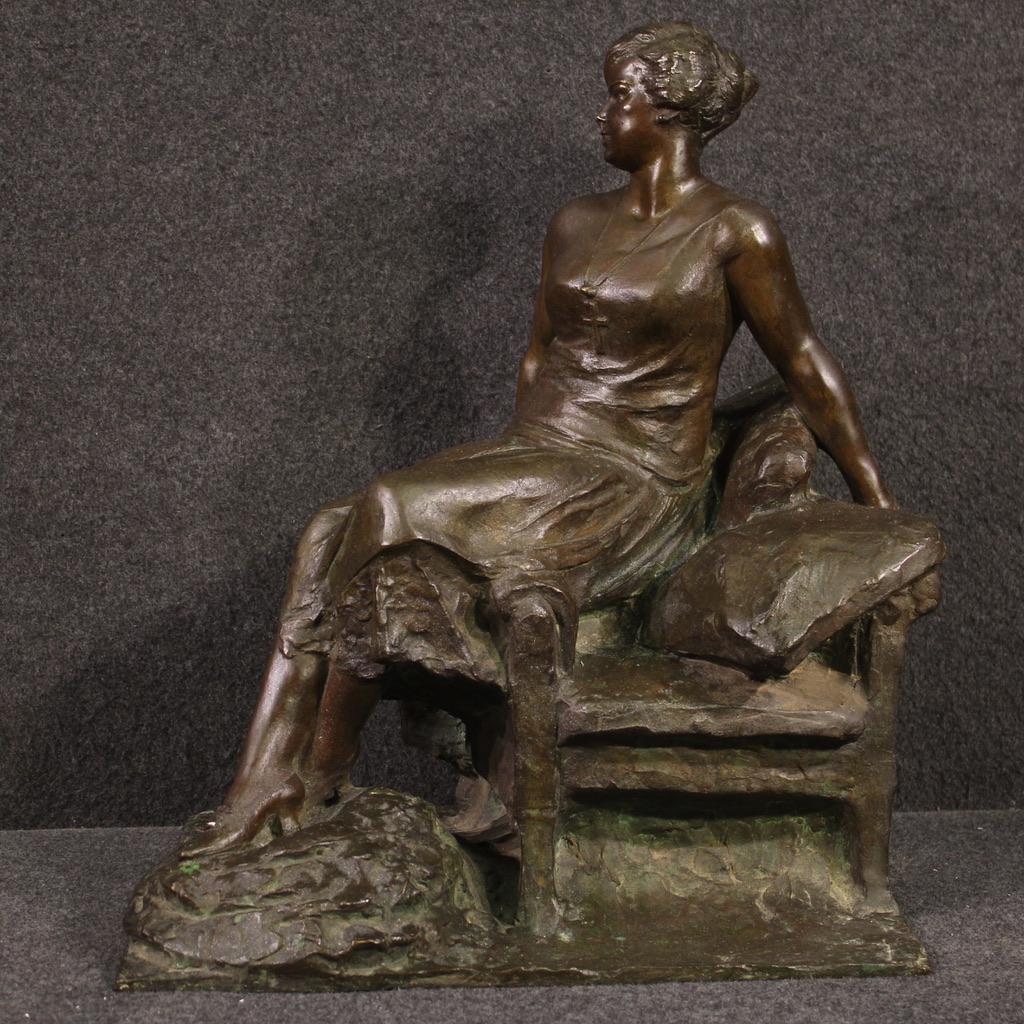 20th Century Bronze Signed Astorri Woman Sculpture Dated 1925 In Good Condition For Sale In Vicoforte, Piedmont