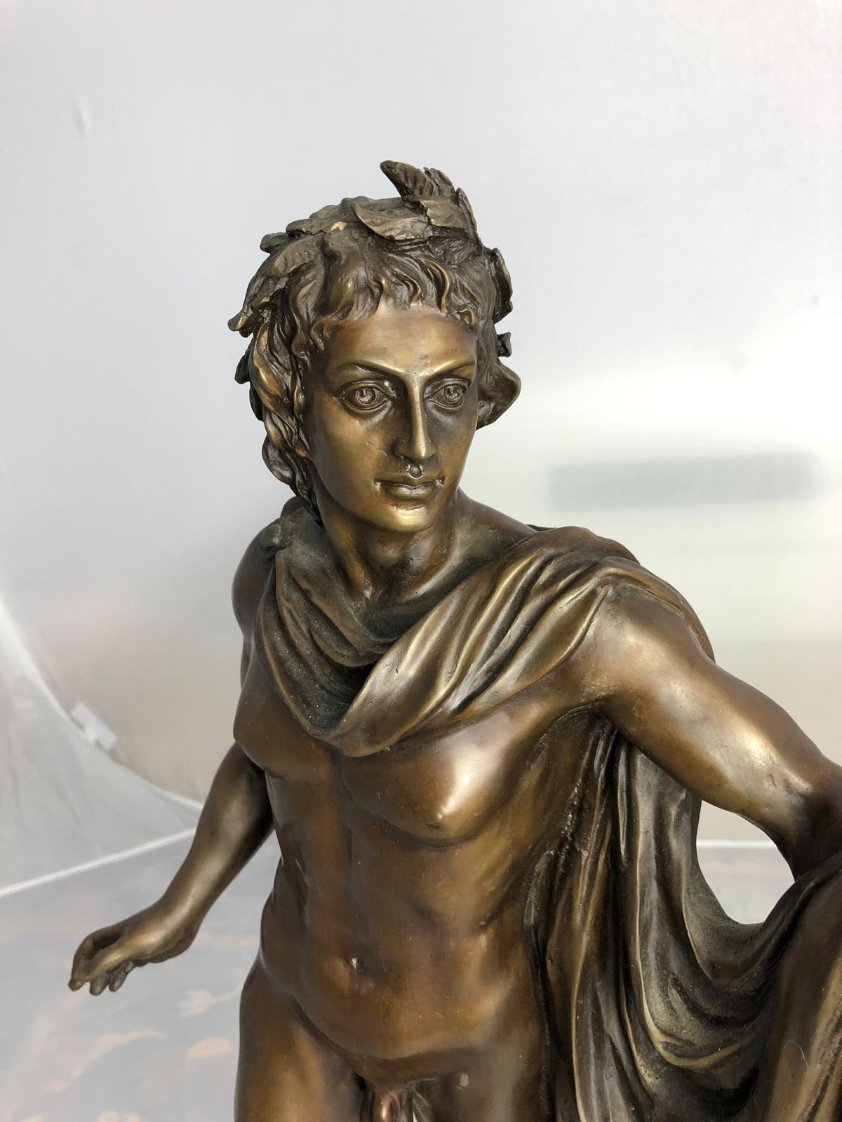Italian 20th Century Bronze Statue of Apollo the Greek God of Archery For Sale