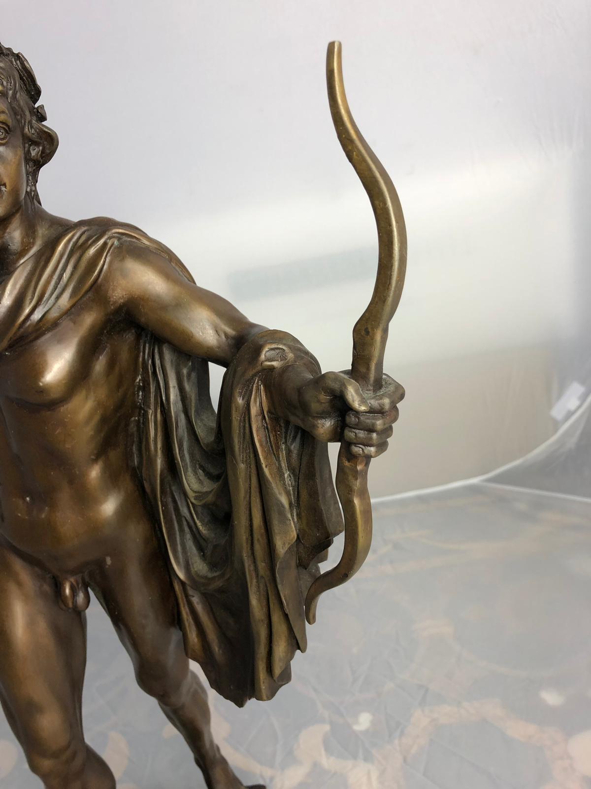 20th Century Bronze Statue of Apollo the Greek God of Archery In Good Condition For Sale In London, GB