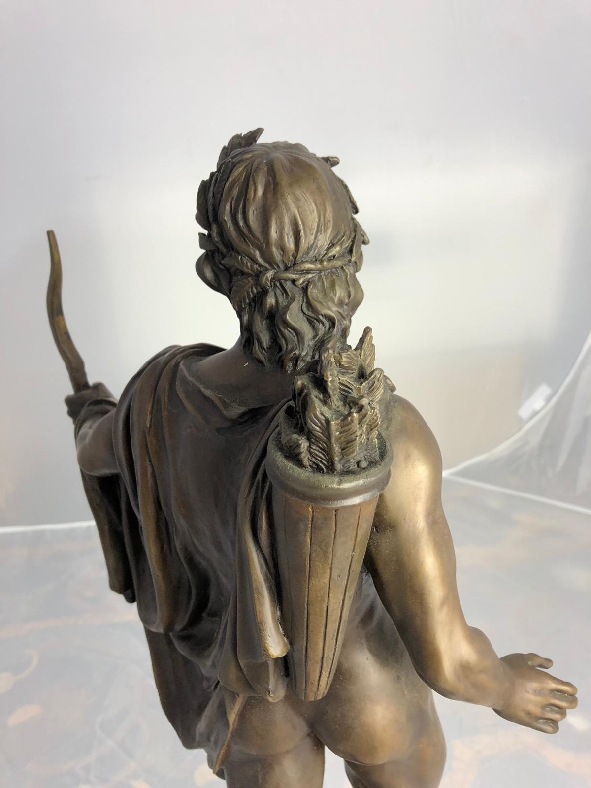 20th Century Bronze Statue of Apollo the Greek God of Archery For Sale 2