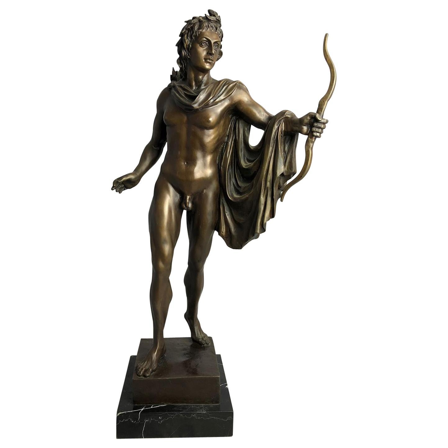 20th Century Bronze Statue of Apollo the Greek God of Archery For Sale