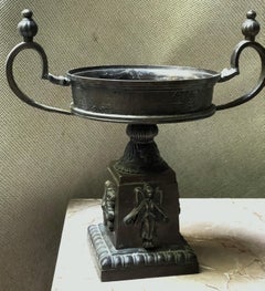 20th Century Bronze Tazza Urn Centerpiece Fruit/Flower Bowl Raised Angel