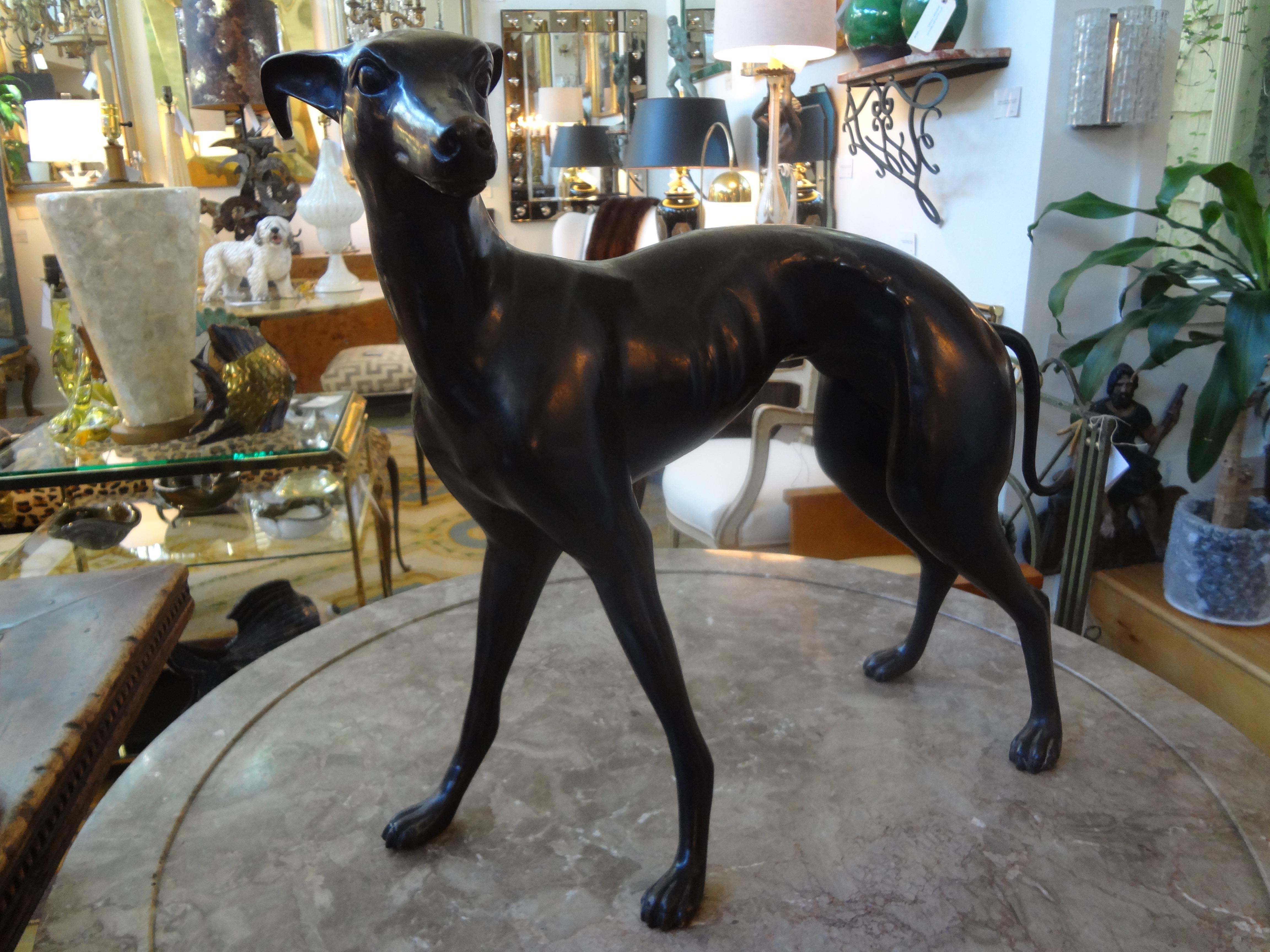 Hollywood Regency 20th Century Bronze Whippet Sculpture For Sale
