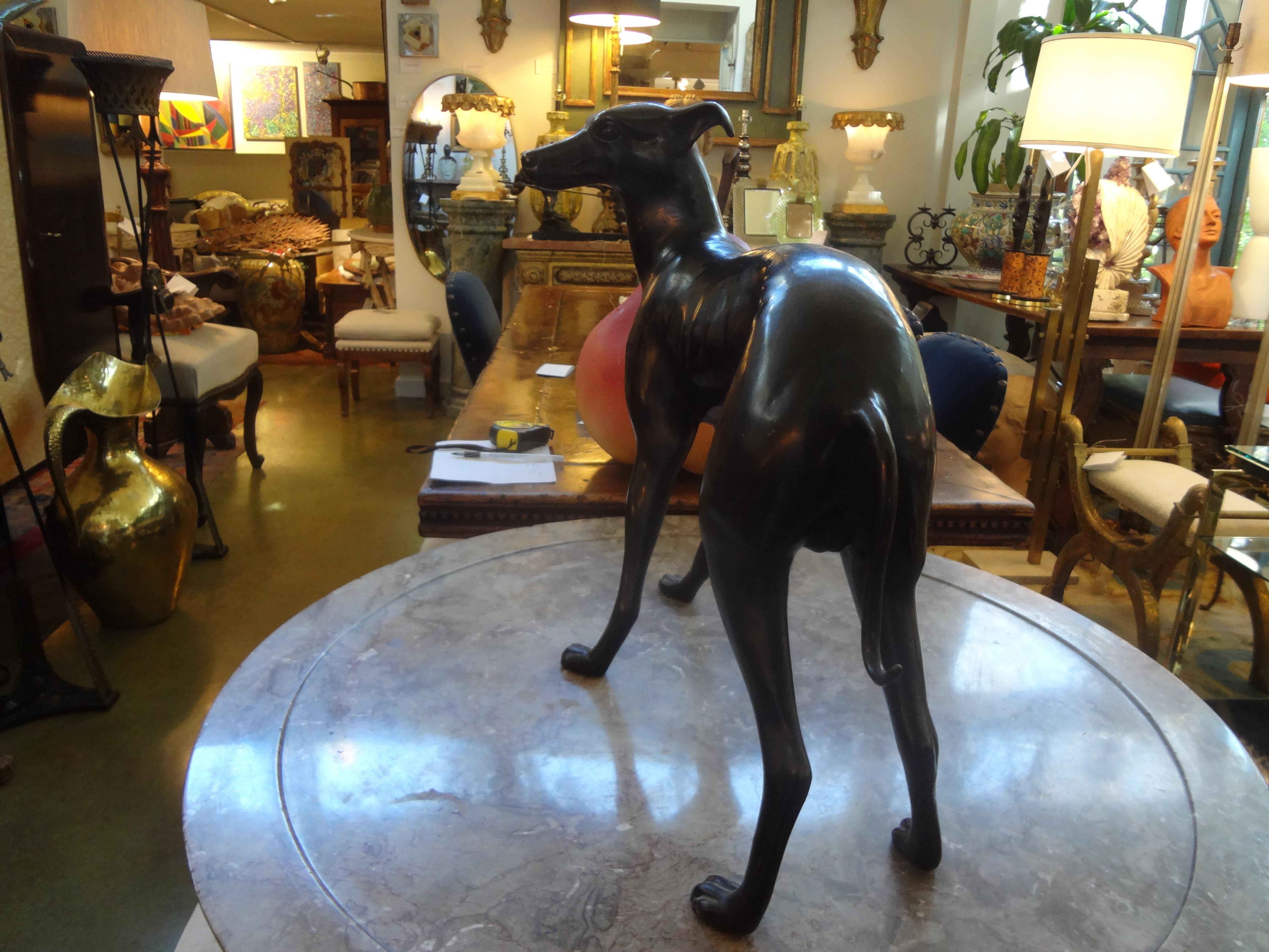 Hollywood Regency 20th Century Bronze Whippet Sculpture For Sale