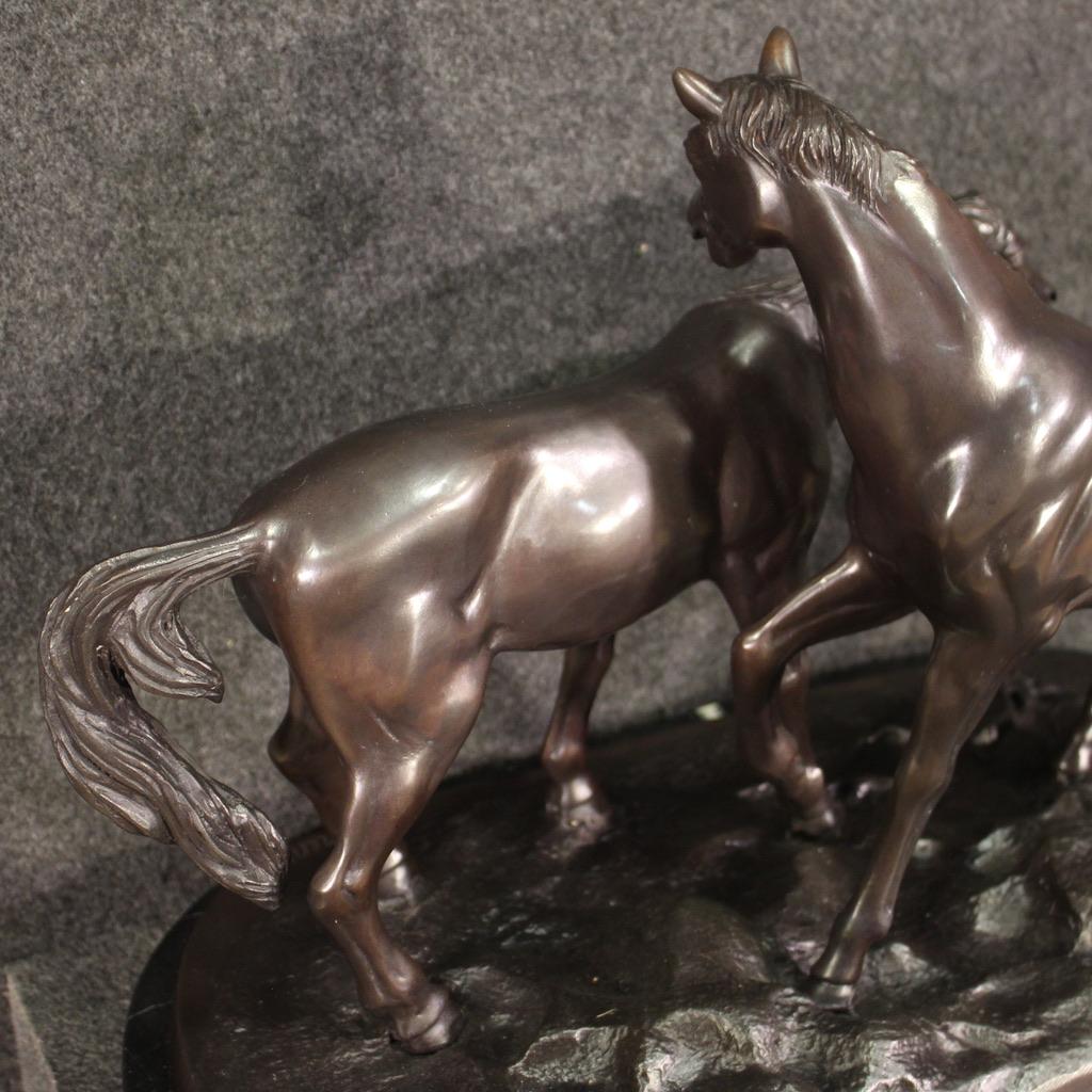 20th Century Bronze With Marble Base French Horses Sculpture, 1980 6