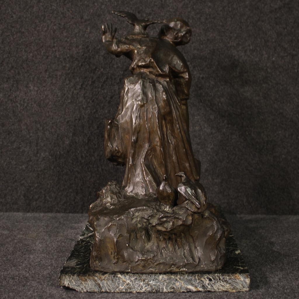 20th Century Bronze with Marble Base Peasant Italian Sculpture, 1930s For Sale 5