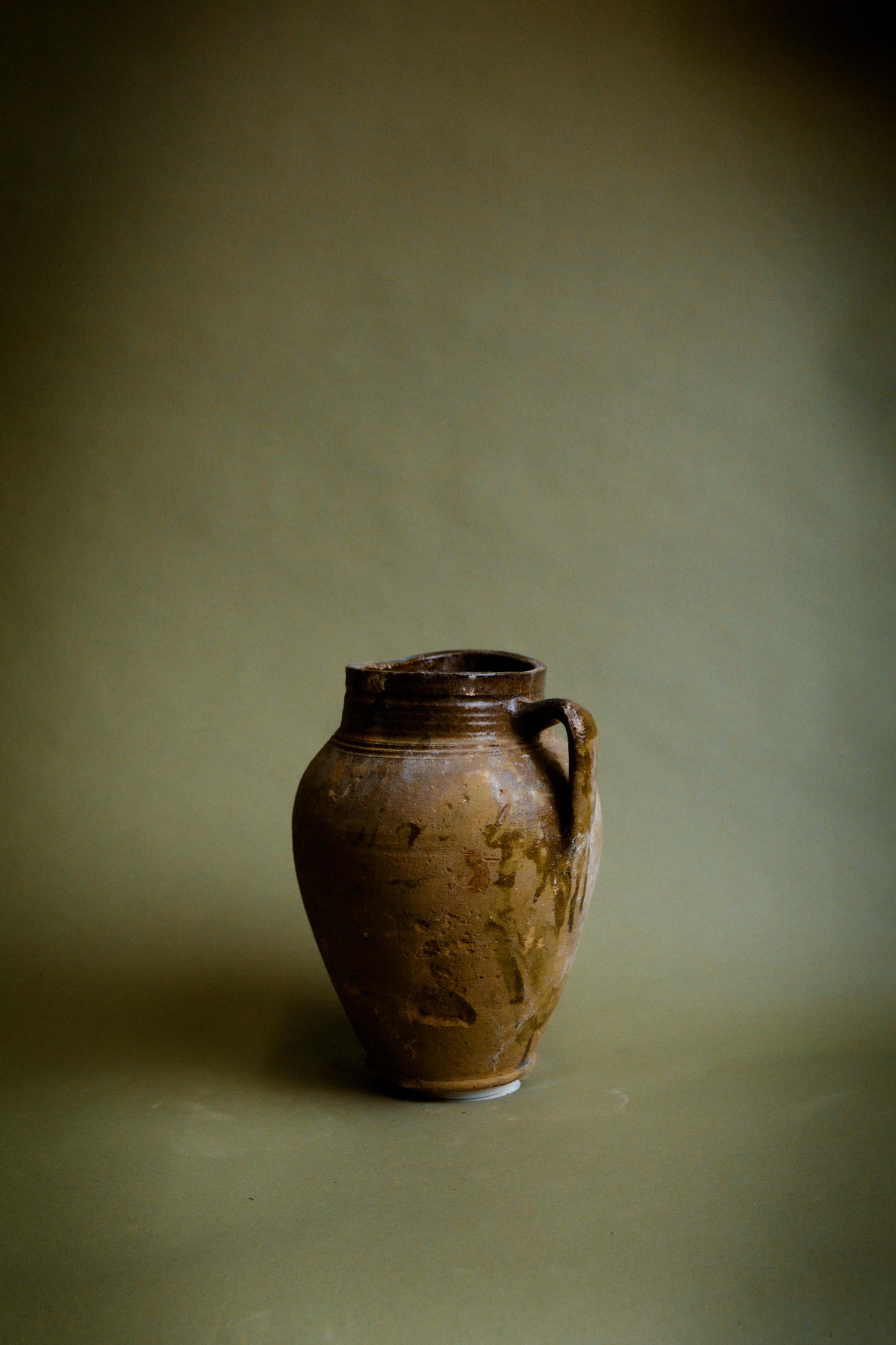 Hand-Carved 20th Century Bronzed Anatolian Pitcher Jug For Sale