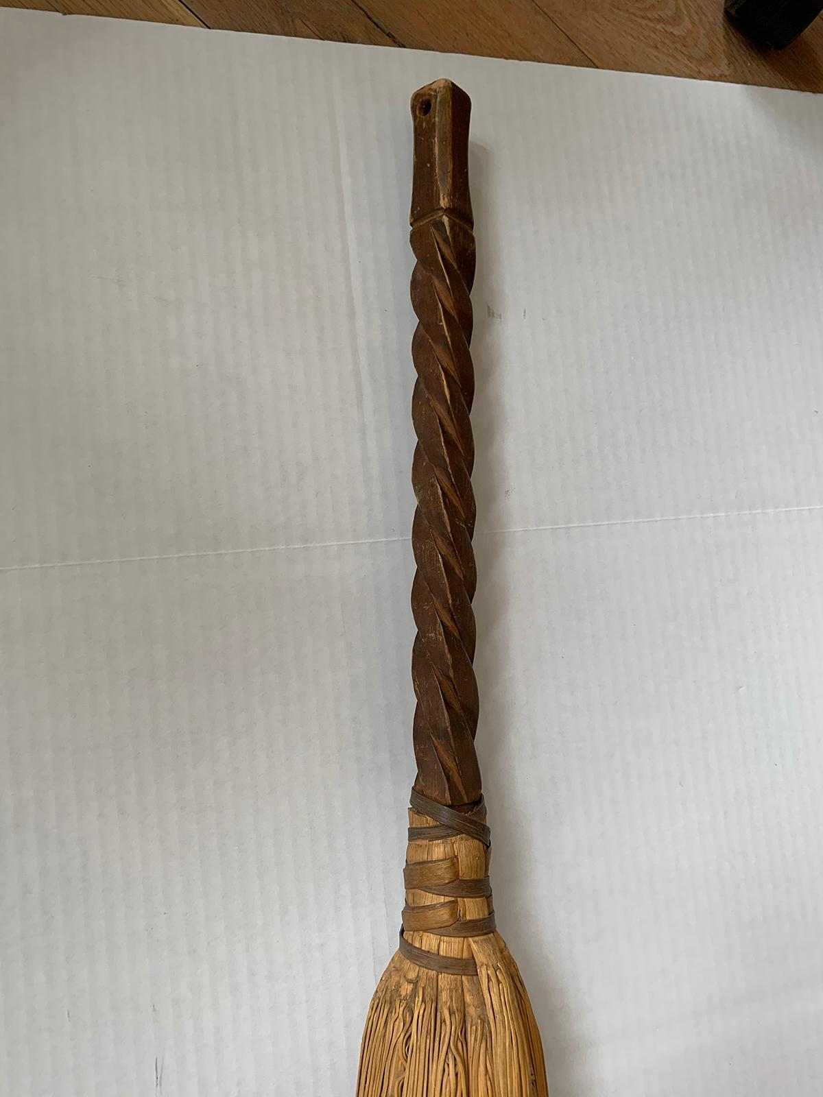 20th Century Broom with Wooden Handle In Good Condition In Atlanta, GA