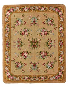 20th Century, Brown and Floreal Motifs Savonerie French Rug, ca 1920