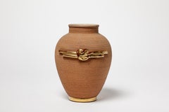 20th century brown and gold french art deco ceramic vase circa 1940 26 cm