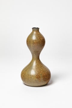 20th century brown and grey design ceramic vase unique piece by Jacques Lacheny