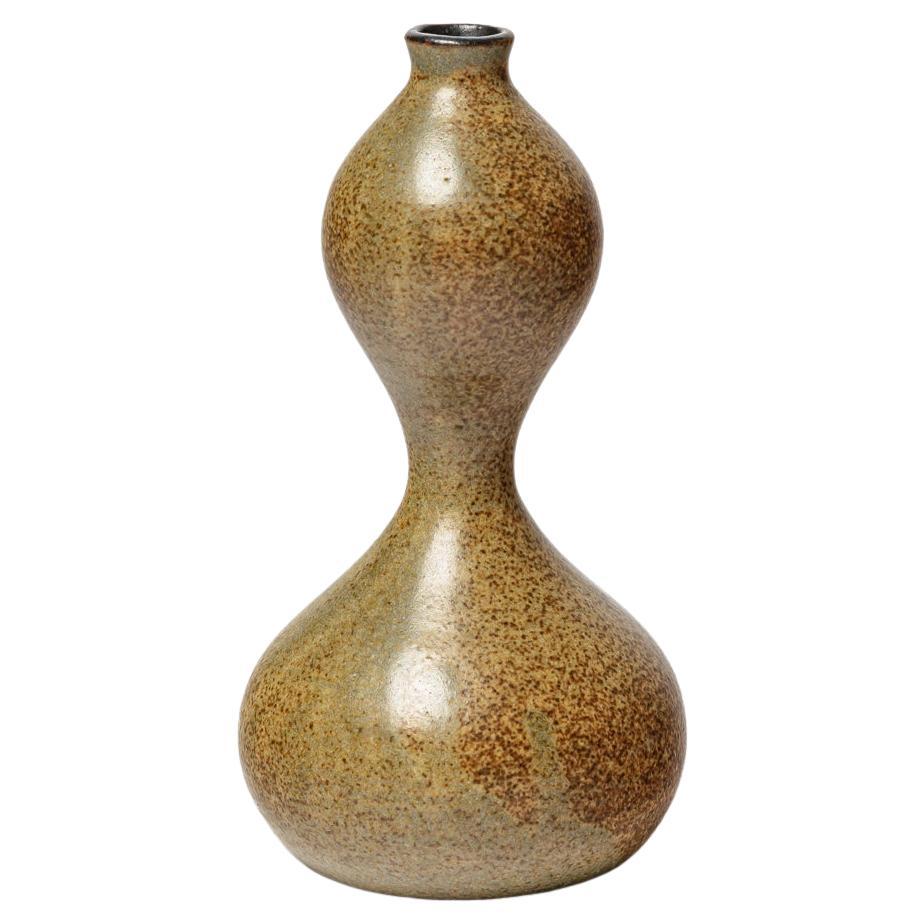 20TH CENTURY DESIGN Vase en céramique design brun et gris pièce unique de Jacques Lacheny