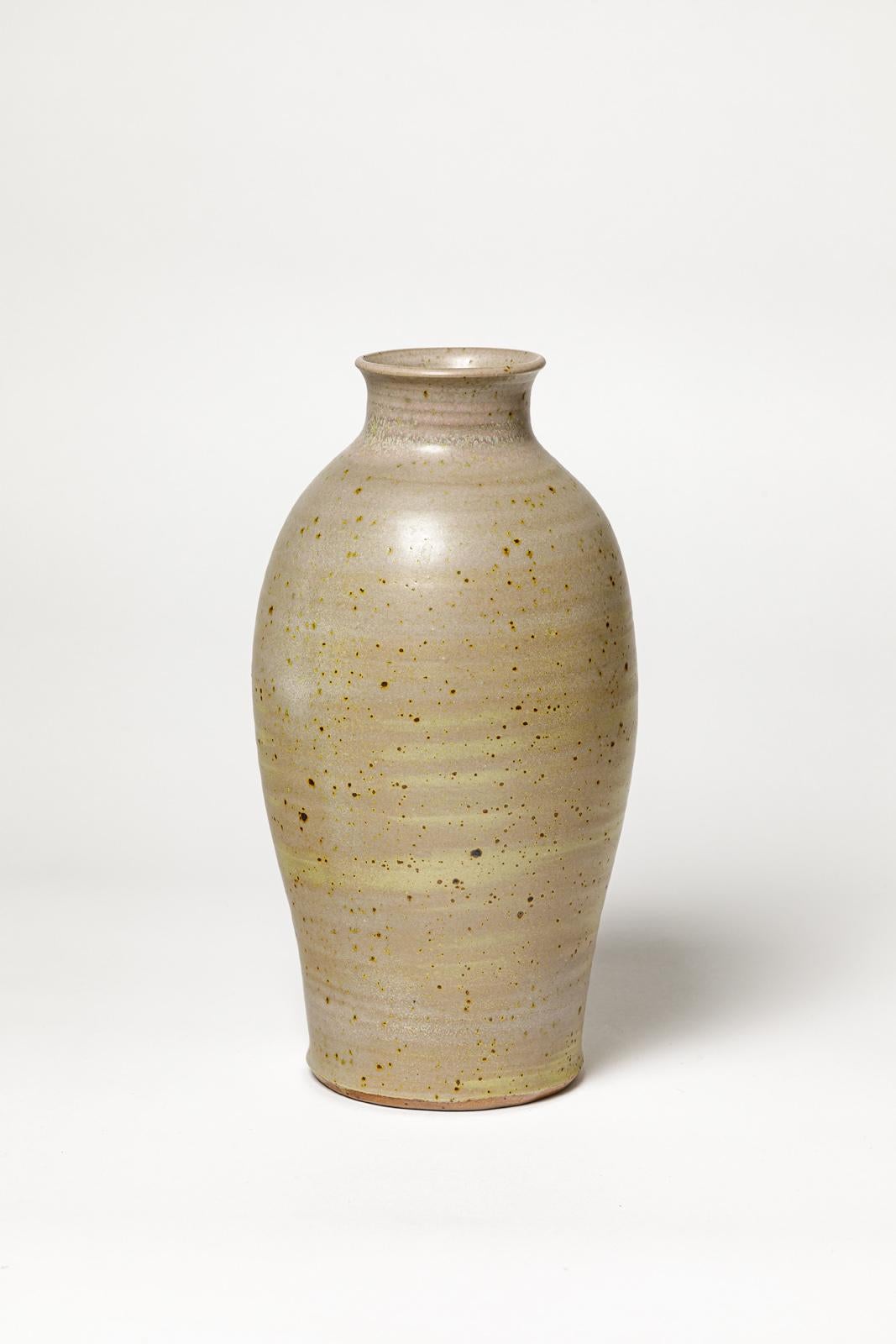 Vase en céramique en grès brun et violet du 20e siècle par Denis Goudenhooft 1970 Excellent état - En vente à Neuilly-en- sancerre, FR