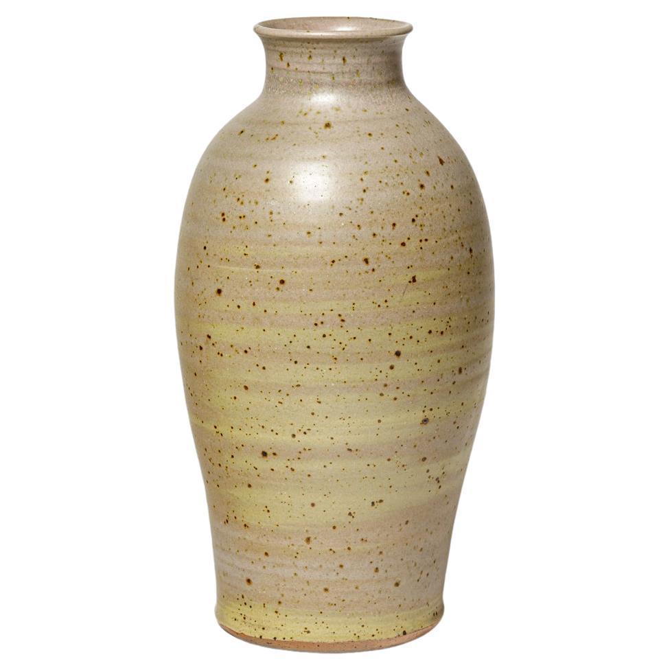 20th century brown and purple stoneware ceramic vase by Denis Goudenhooft 1970 For Sale