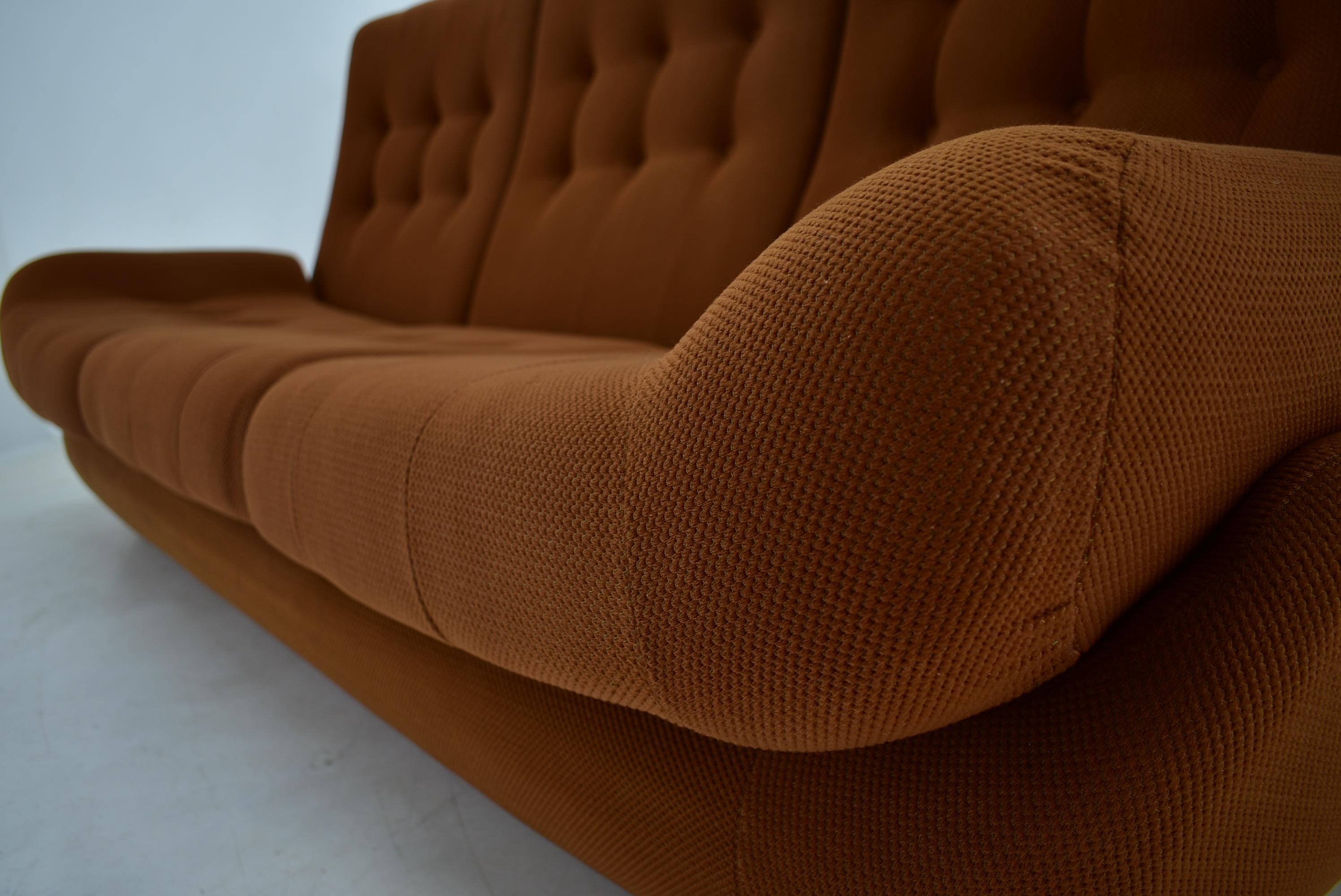 Czech 20th Century , Brown Atlantis Three seats Sofa, 1960s