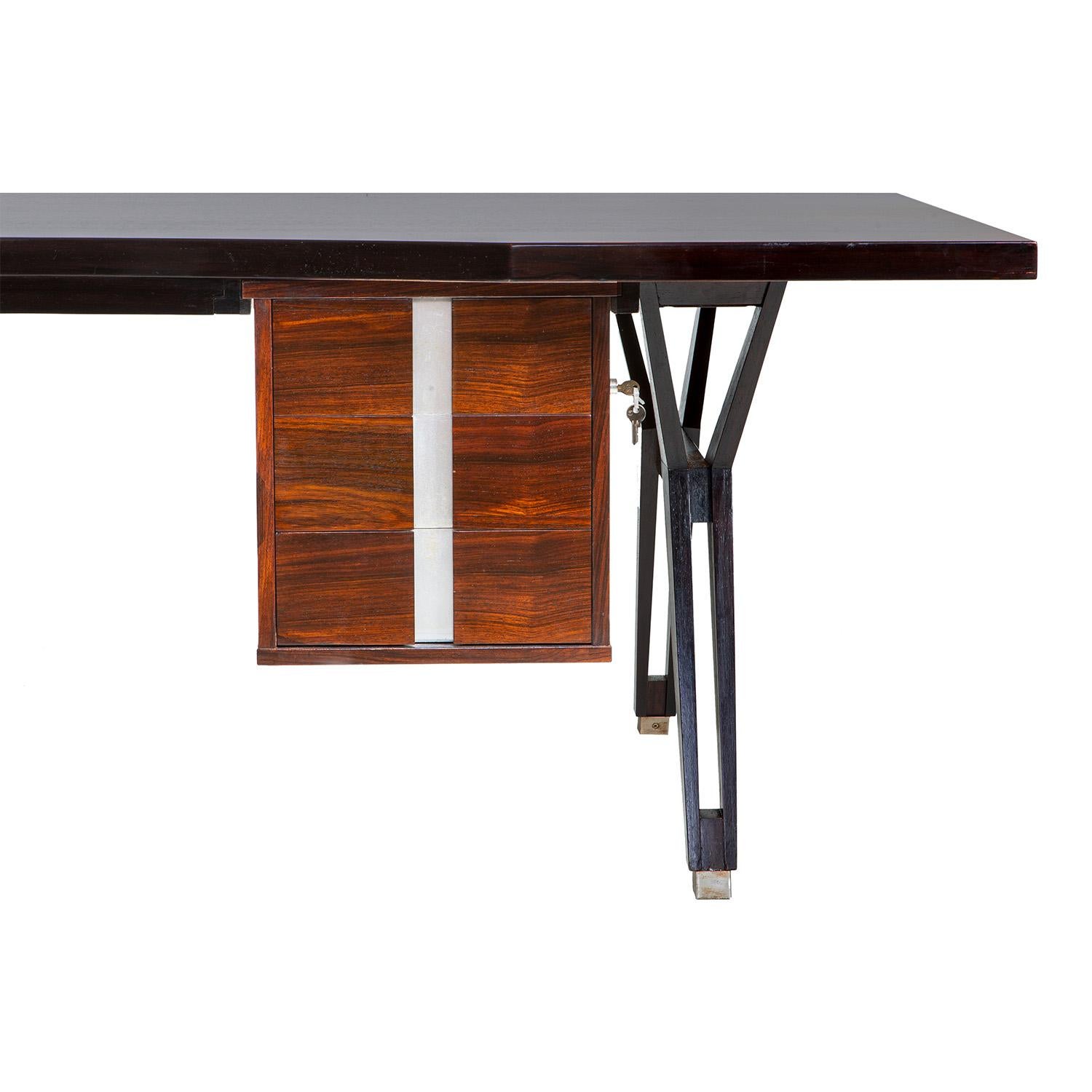 Mid-Century Modern 20th Century Italian Rosewood MIM Writing Table - Vintage Desk by Ico Parisi For Sale