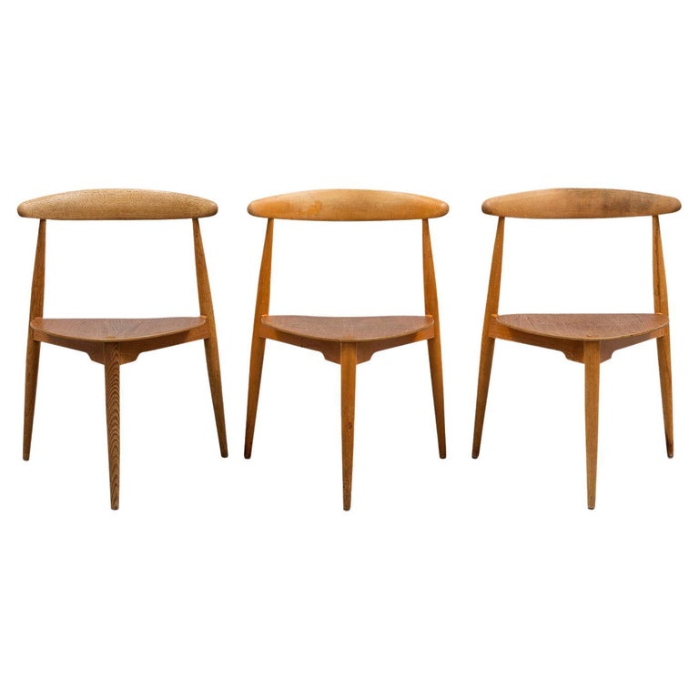 20th Century Brown Danish Set of Three Teakwood Side Chairs by Hans J. Wegner For Sale