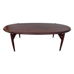 20th Century Danish Teakwood Oval Sofa Table - Vintage Scandinavian Coffee Table