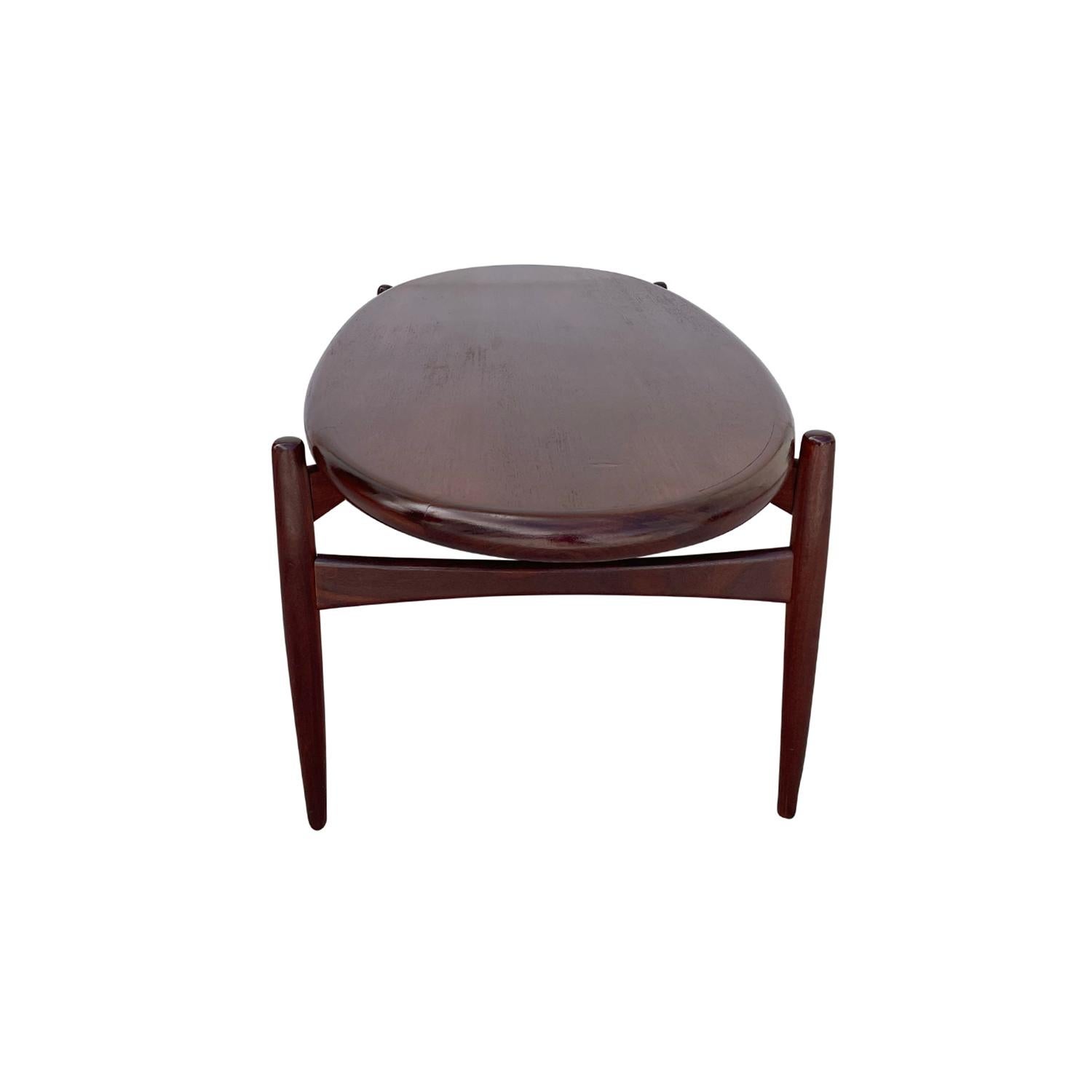 20th Century Brown Danish Teakwood Oval Sofa Table, Scandinavian Coffee Table For Sale 1