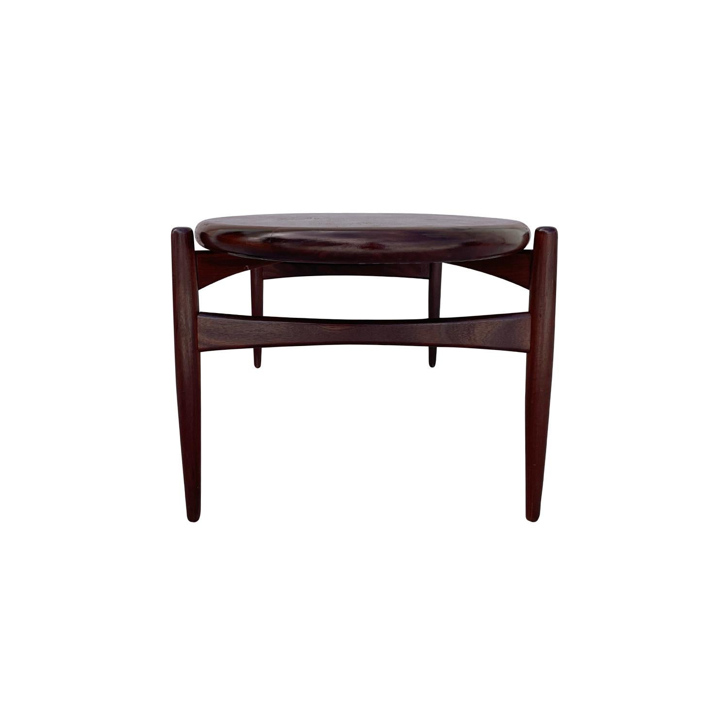 20th Century Brown Danish Teakwood Oval Sofa Table, Scandinavian Coffee Table For Sale 2