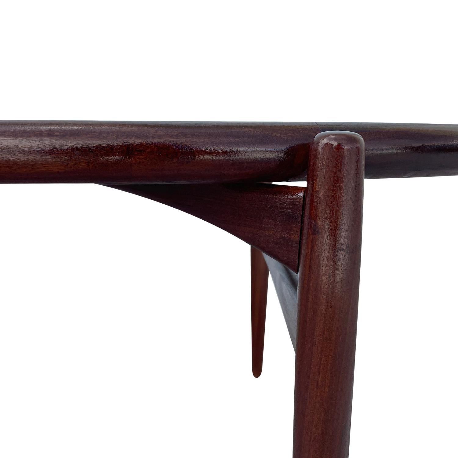 20th Century Brown Danish Teakwood Oval Sofa Table, Scandinavian Coffee Table For Sale 3