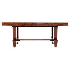 20th Century Brown French Art Deco Polished Mahogany Dining Table, Parisian Desk