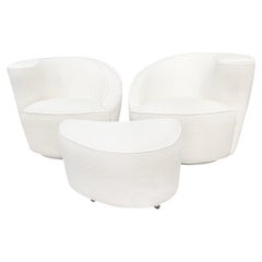 Used 20th Century American Weiman Pair of Swivel Chairs & Ottoman by Vladimir Kagan