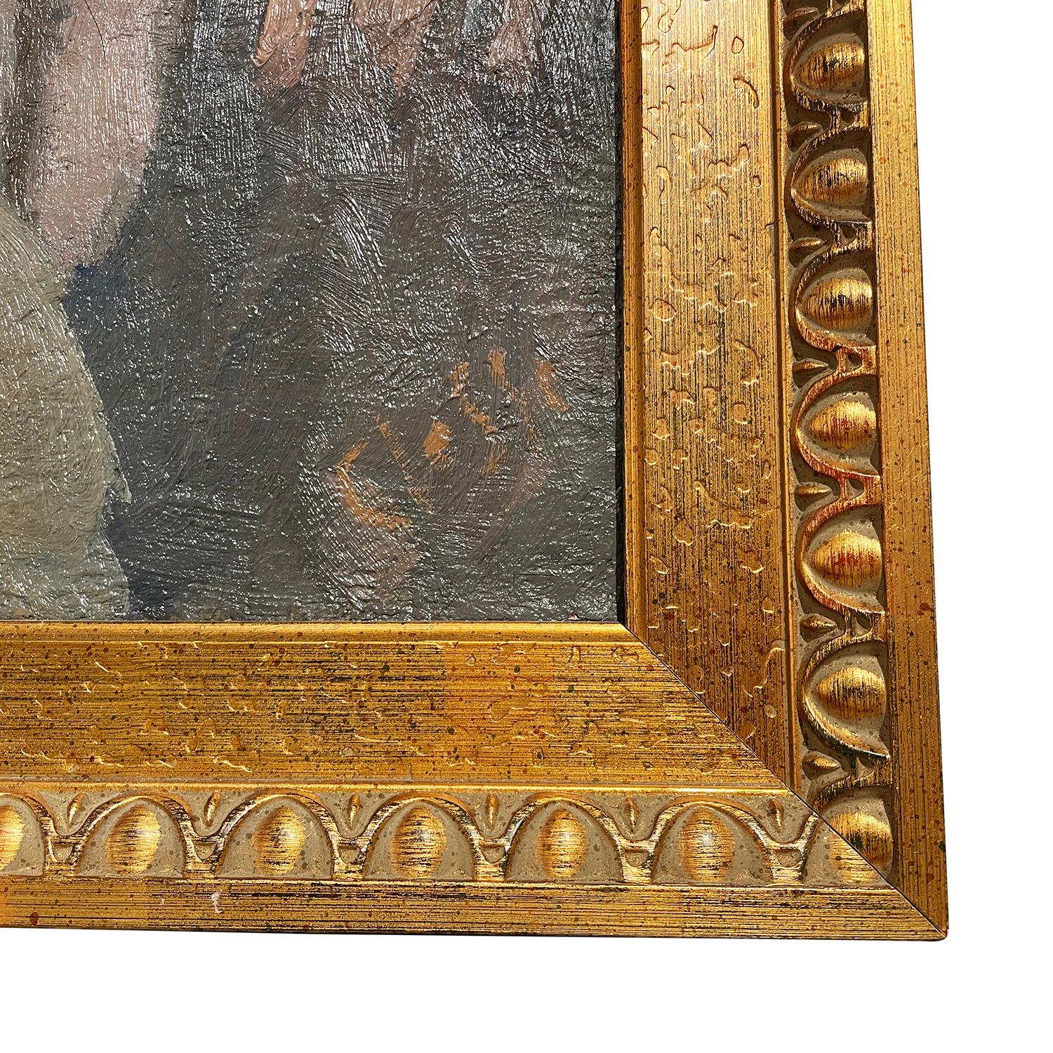Une huile sur toile de Daniel Clesse et probablement de sa femme Christiane Clesse et d'amis, en bon état, en forme d'autoportrait. Signé en bas à droite. Usure conforme à l'âge et à l'utilisation. Circa 1960 - 1970, Paris, France.

Sans le cadre :