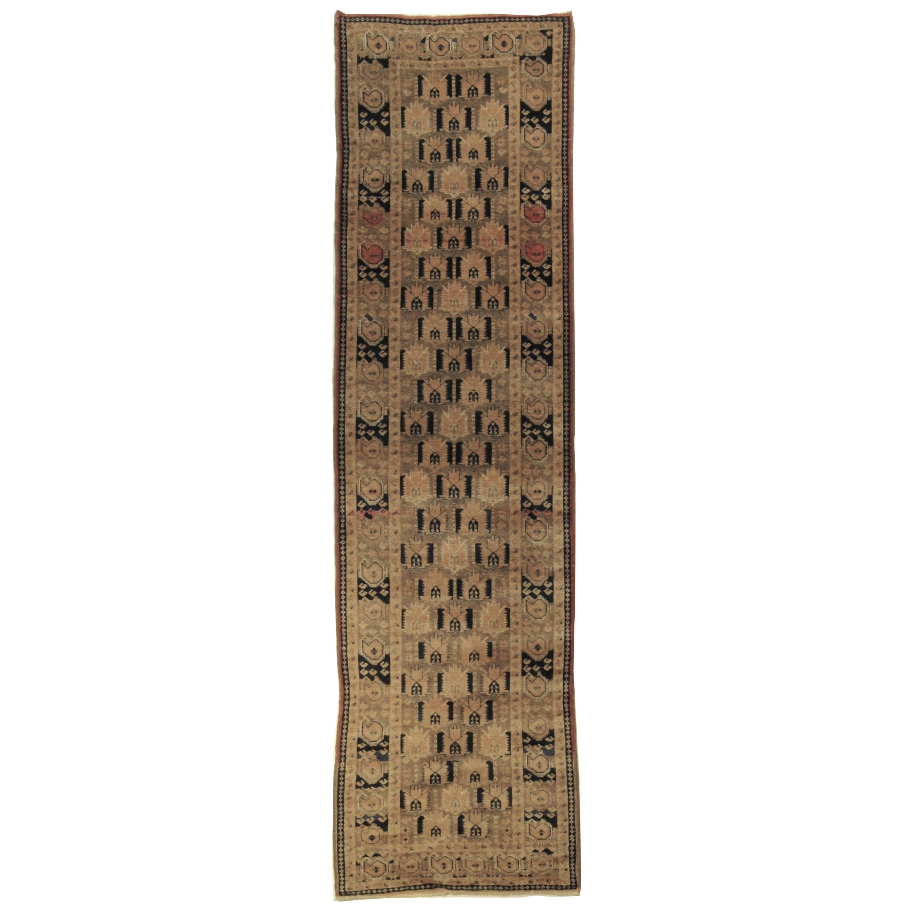 20th Century Brown Gold Black Runner Beshir Bokhara € 1350, ca 1950