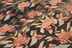 20th Century Brown Green and Red Flower Rose Caucasian Karabagh Rug, 1950s