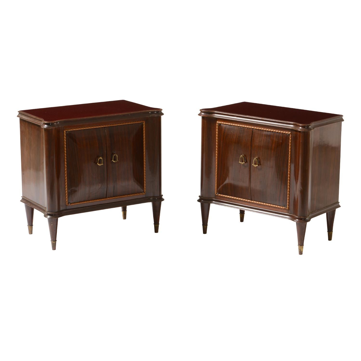 Mid-Century Modern 20th Century Italian Pair of Vintage Mahogany Bed Side Tables by Paolo Buffa For Sale