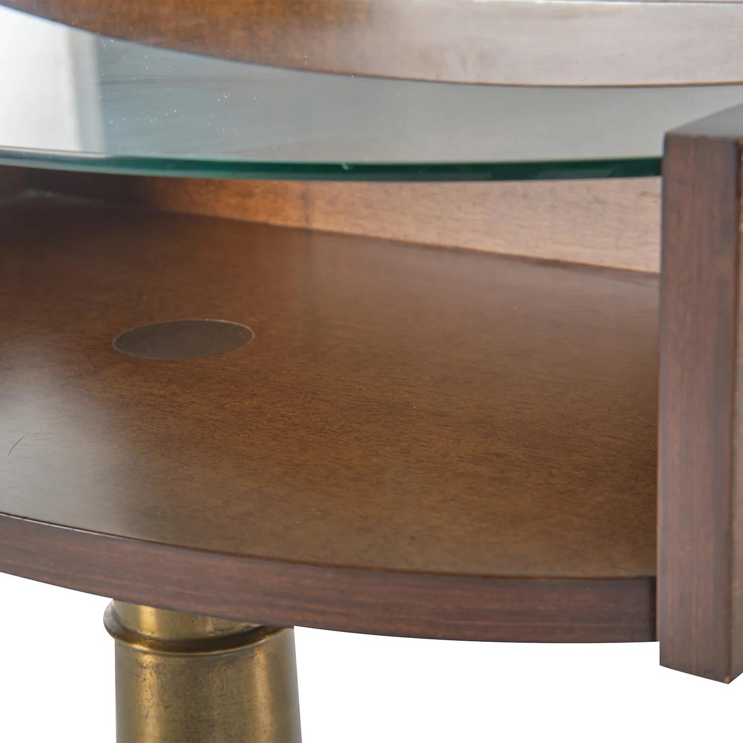 Metal 20th Century Italian Pair of Walnut Nightstands - Vintage Glass Bed Side Tables For Sale