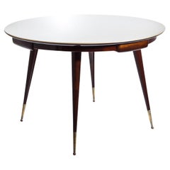 20th Century Brown Italian Round Rosewood Game, Card Table by Vittorio Dassi