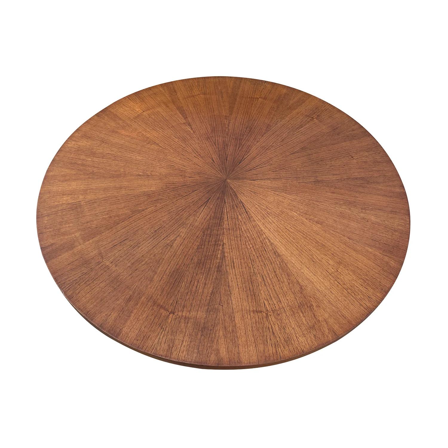 Metal 20th Century Italian Round Vintage Rosewood, Walnut Dining Room Table For Sale