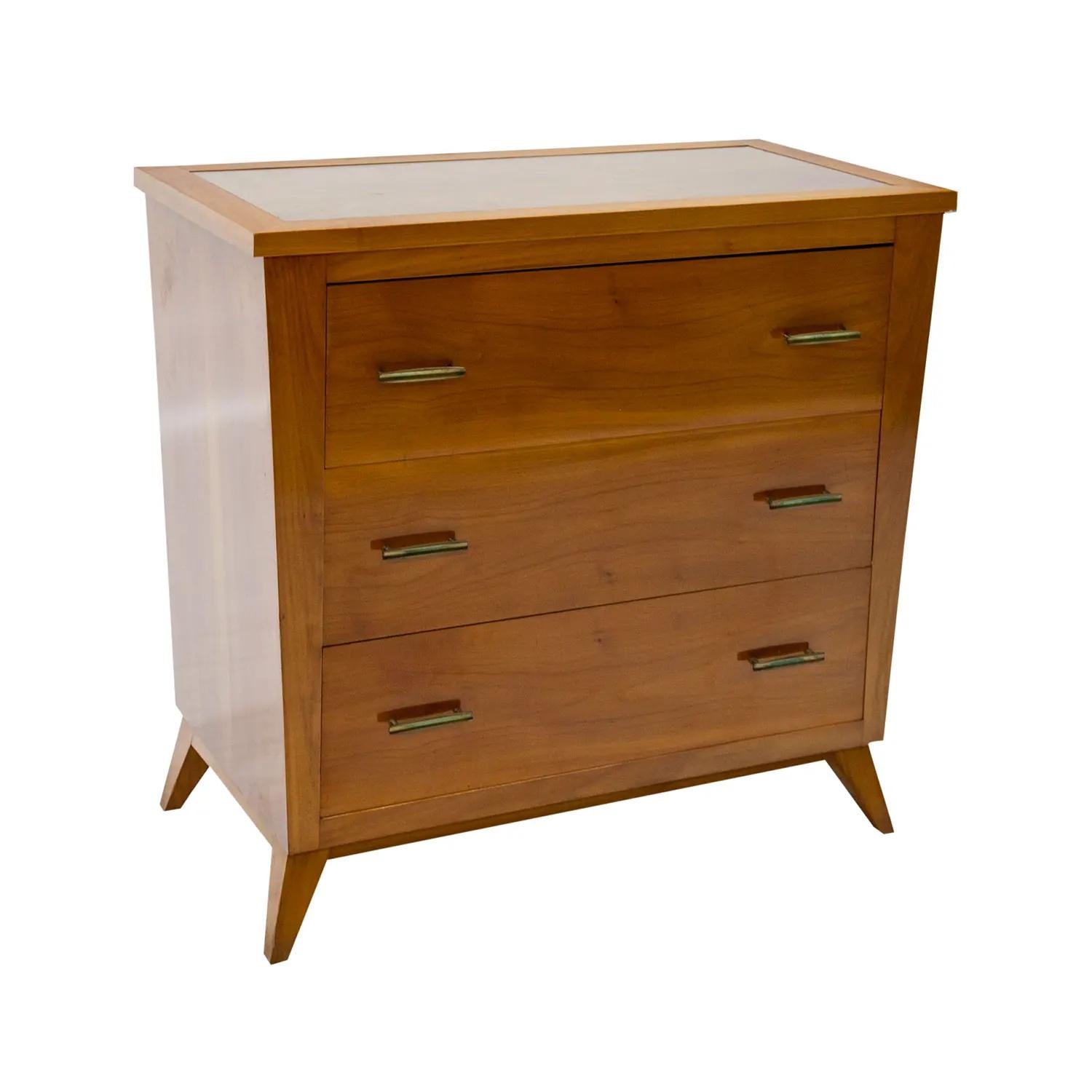 Hand-Carved 20th Century Italian Mid-Century Modern Chest - Vintage Cherrywood Cabinet For Sale